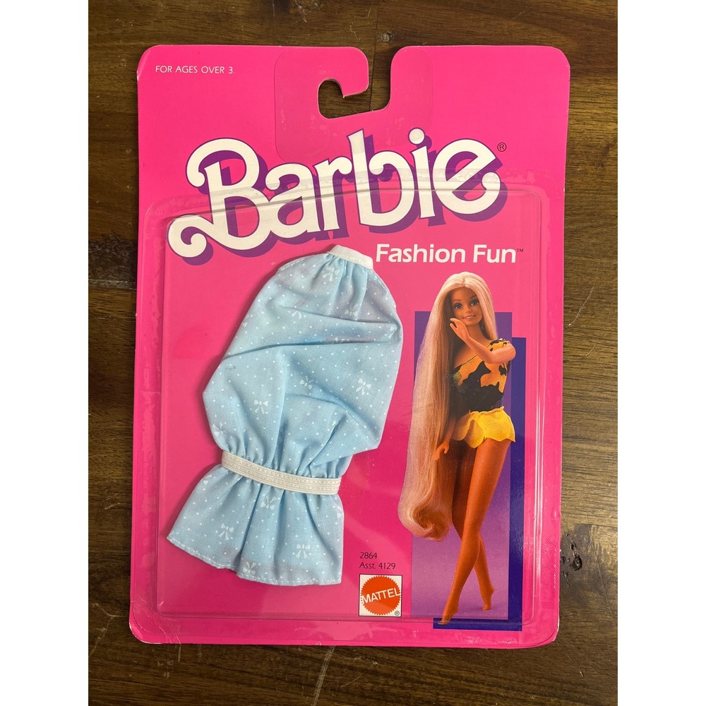 Vintage 1986 Barbie Fashion Fun Blue Bow Print Skirt Mattel 2864 NIP